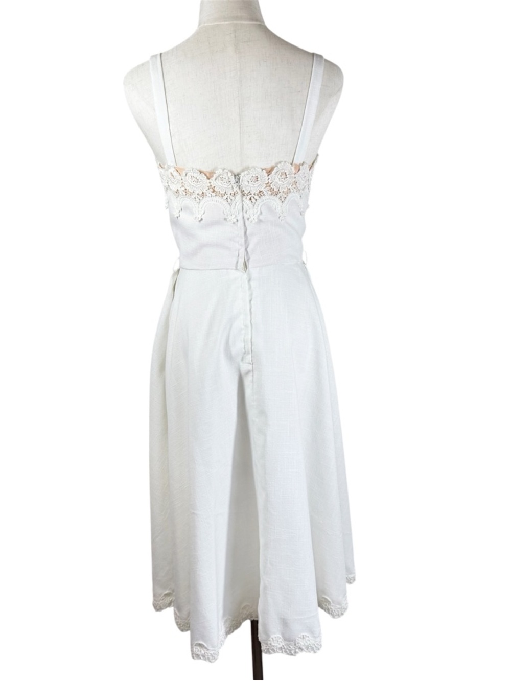 Vintage Lilli Diamond White Fit Flare Dress Size XS Retro Wedding Bride Marilyn - Picture 5 of 12